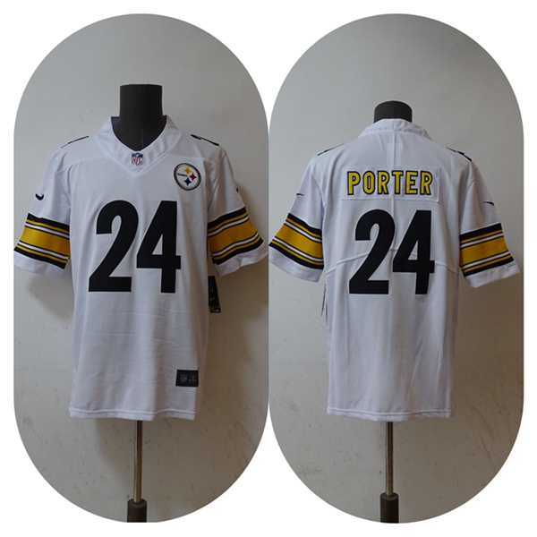 Mens Pittsburgh Steelers #24 Joey Porter Jr. White 2023 Draft Vapor Untouchable Limited Stitched Jersey->pittsburgh steelers->NFL Jersey